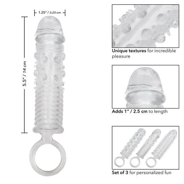 3 Piece Textured Extension Set Penis Sleeves Clear