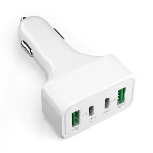 4-Port Car Charger | 2 Ports PD   2 Ports QC3.0 | White
