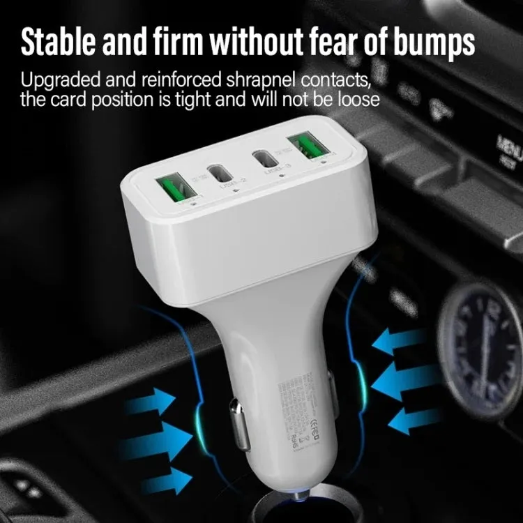 4-Port Car Charger | 2 Ports PD   2 Ports QC3.0 | White