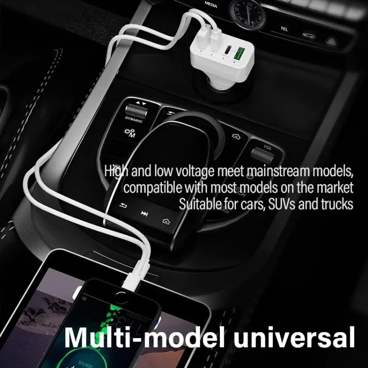 4-Port Car Charger | 2 Ports PD   2 Ports QC3.0 | White