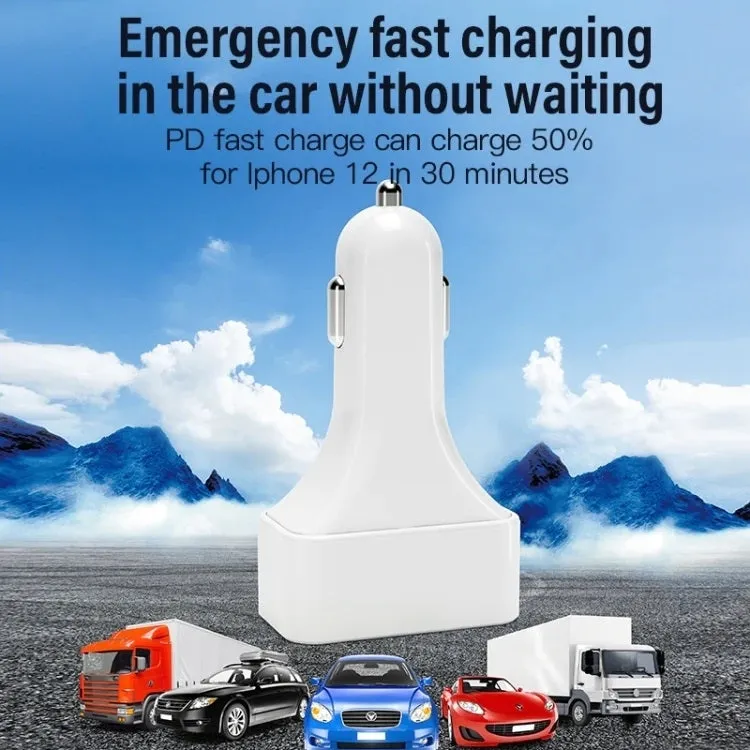 4-Port Car Charger | 2 Ports PD   2 Ports QC3.0 | White
