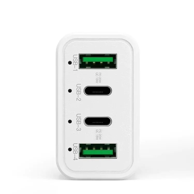 4-Port Car Charger | 2 Ports PD   2 Ports QC3.0 | White