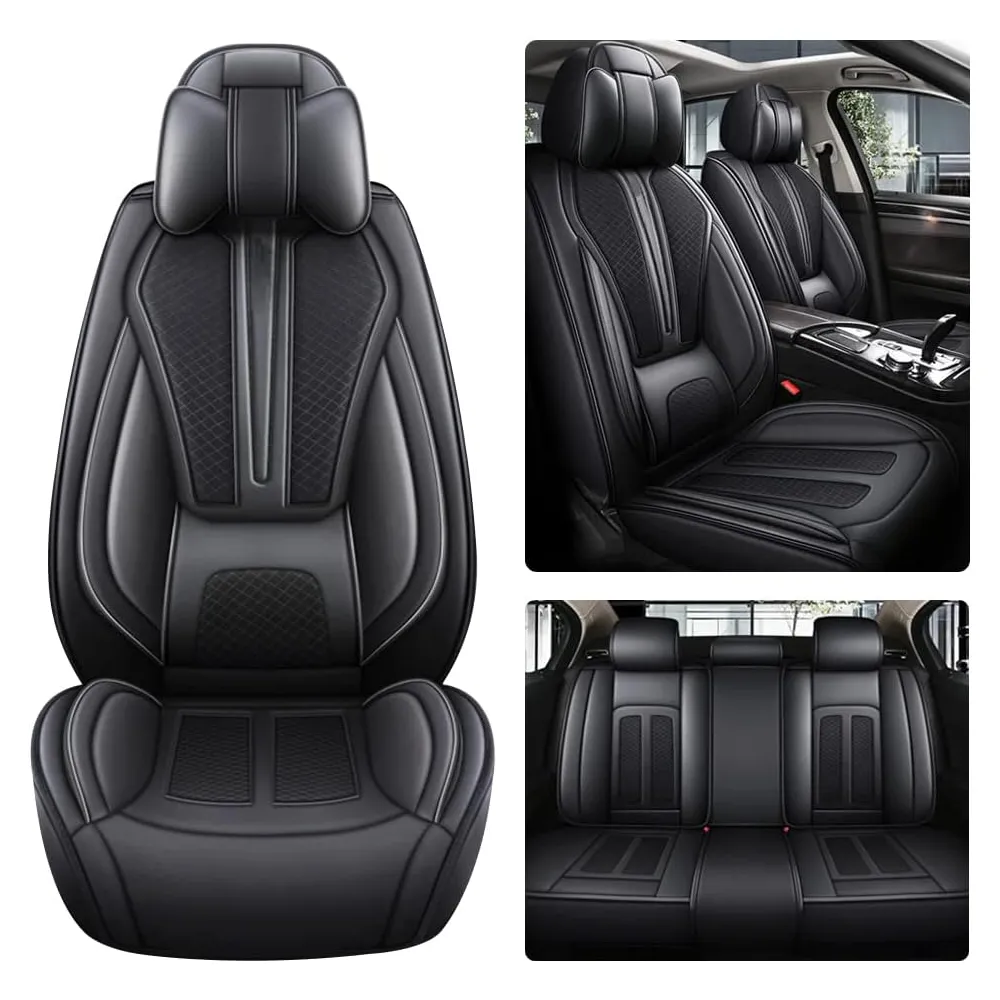 5 Pieces Of Automotive Leather Comfotable Seat Covers Set 2108 Black