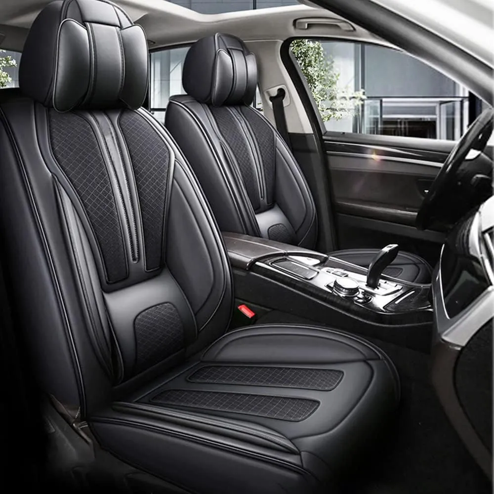 5 Pieces Of Automotive Leather Comfotable Seat Covers Set 2108 Black