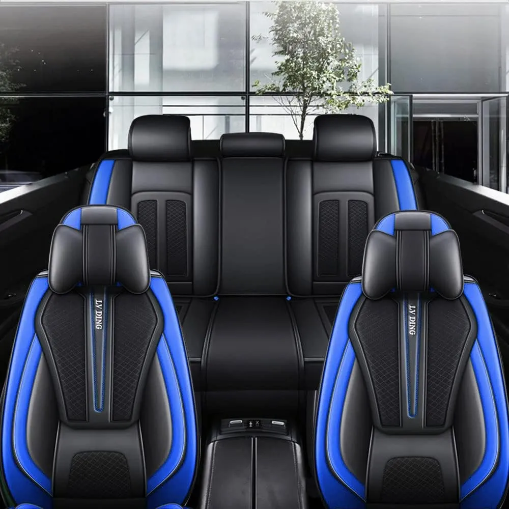 5 Pieces Of Automotive Leather Comfotable Seat Covers Set 2108 Blue