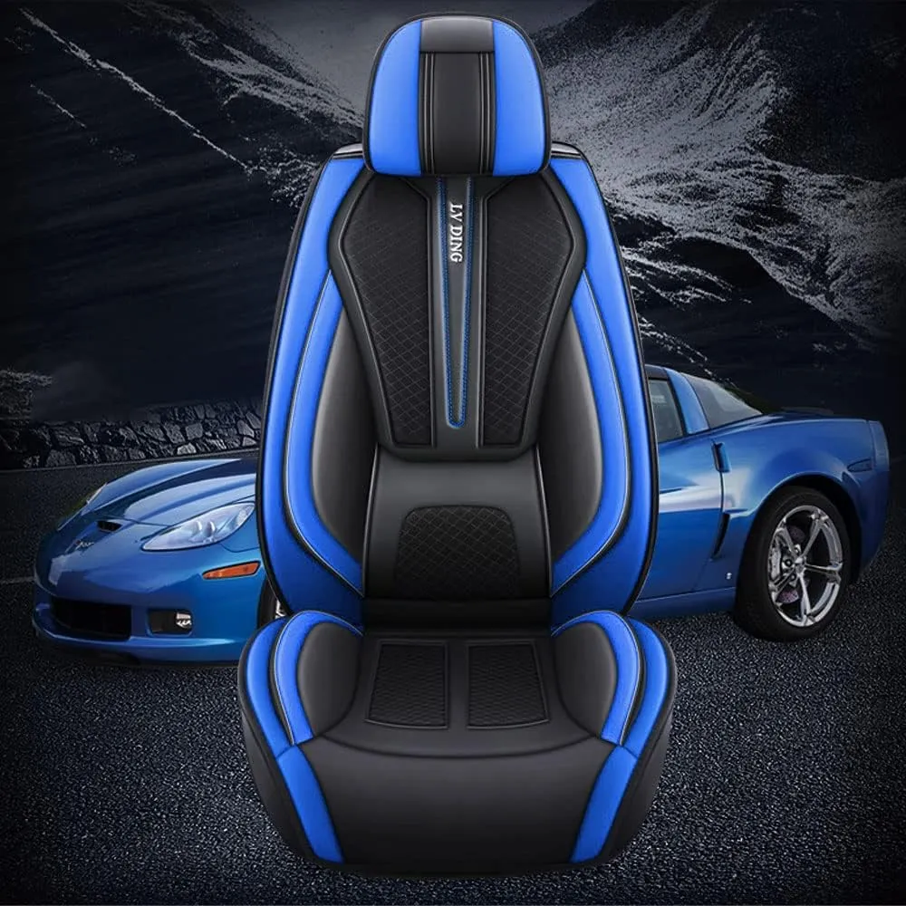 5 Pieces Of Automotive Leather Comfotable Seat Covers Set 2108 Blue