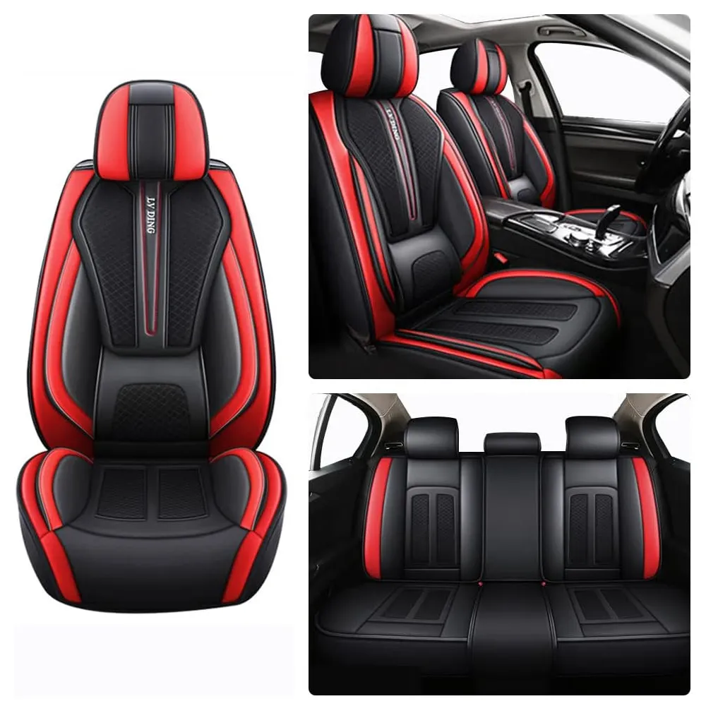 5 Pieces Of Automotive Leather Comfotable Seat Covers Set 2108 Red