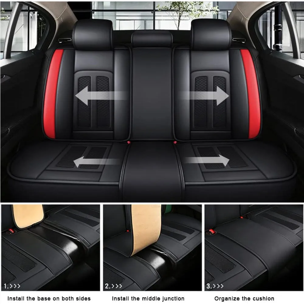 5 Pieces Of Automotive Leather Comfotable Seat Covers Set 2108 Red