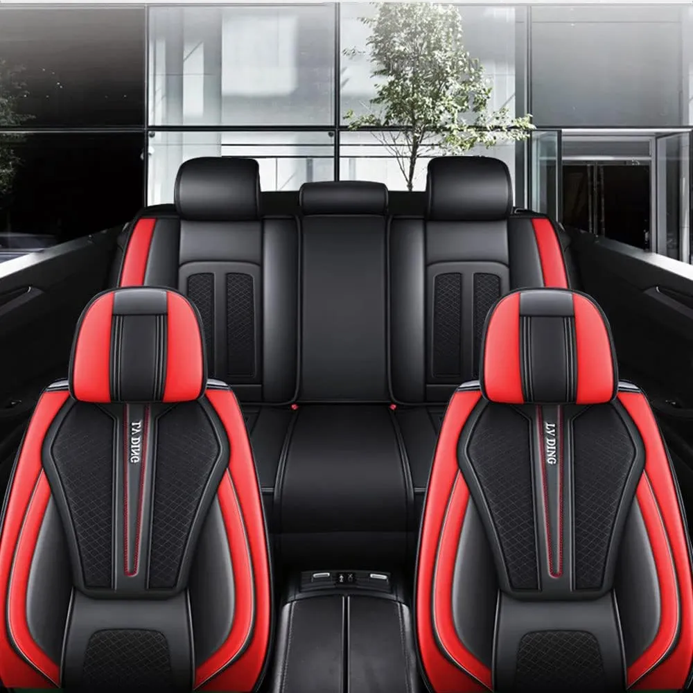 5 Pieces Of Automotive Leather Comfotable Seat Covers Set 2108 Red