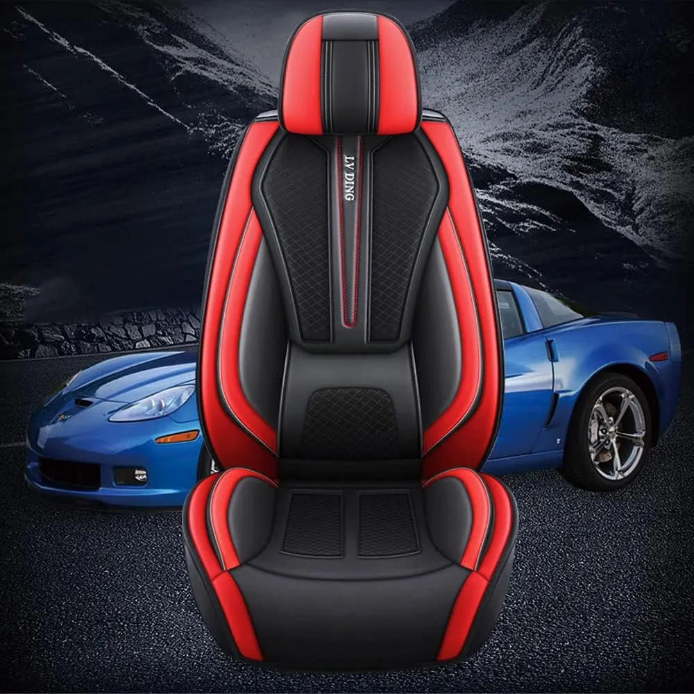 5 Pieces Of Automotive Leather Comfotable Seat Covers Set 2108 Red