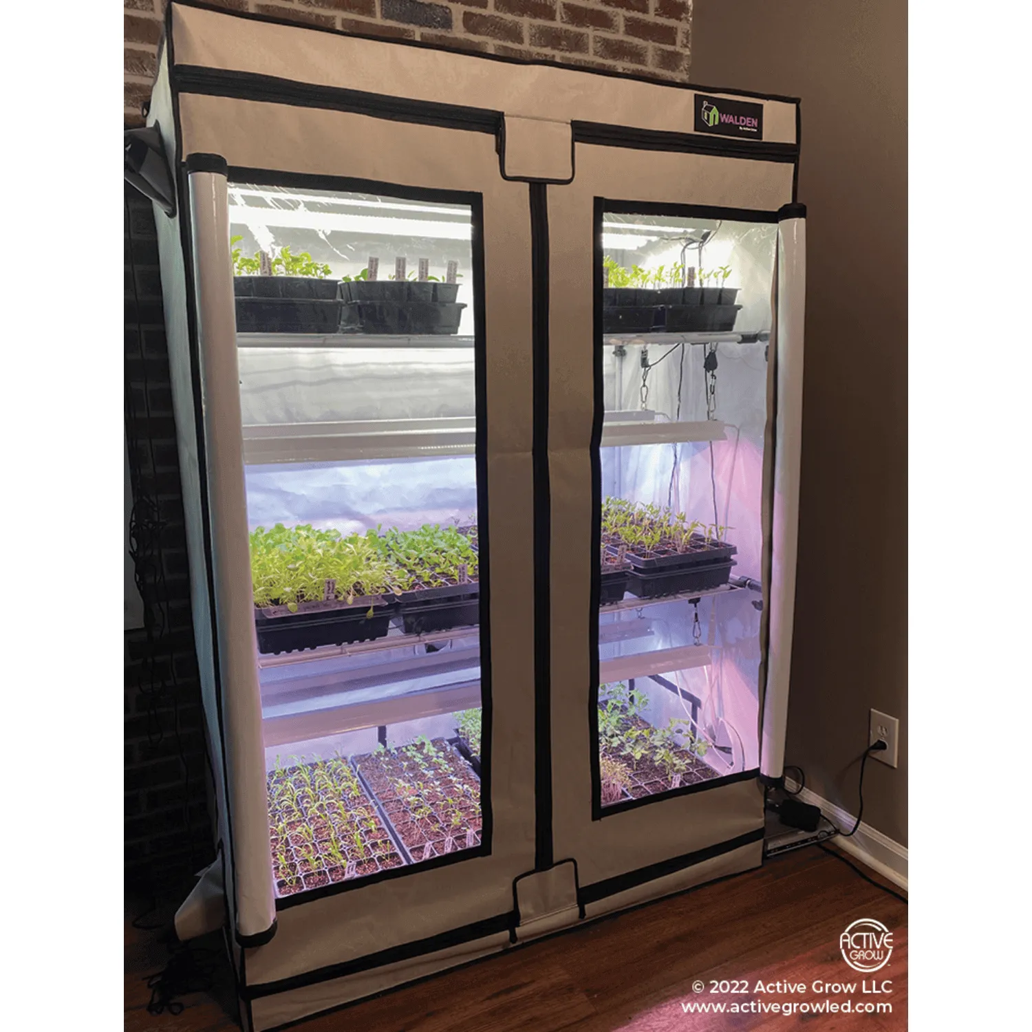 Active Grow Seed Starting 2' x 4' 3-Tier LED Walden White Grow Tent Kit