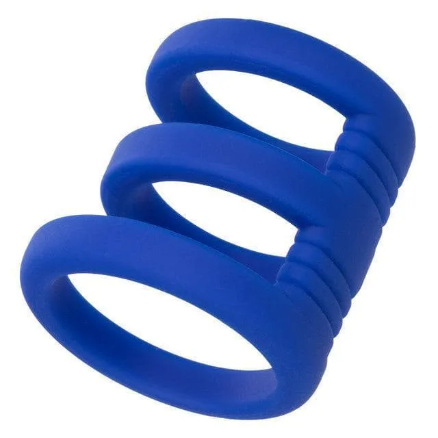 Admiral Triple Premium Silicone Penis Ring Cage Blue