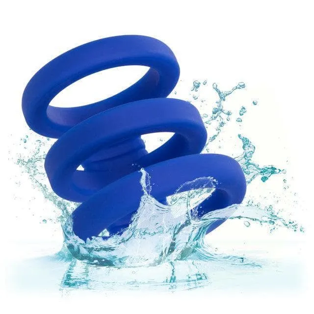 Admiral Triple Premium Silicone Penis Ring Cage Blue
