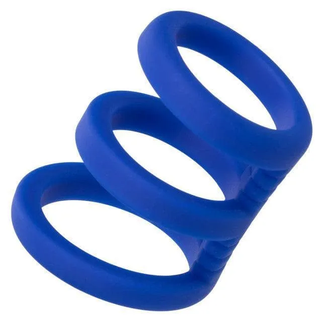 Admiral Triple Premium Silicone Penis Ring Cage Blue