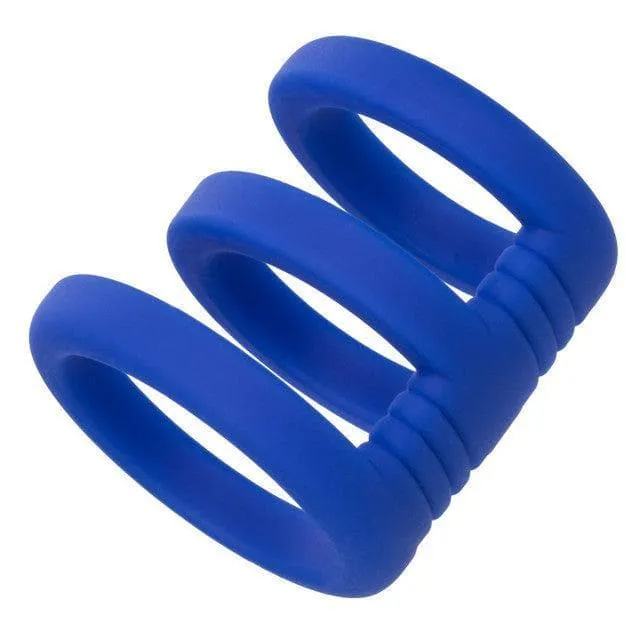 Admiral Triple Premium Silicone Penis Ring Cage Blue