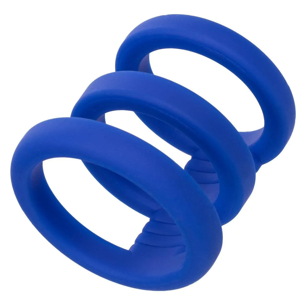 Admiral Triple Premium Silicone Penis Ring Cage Blue