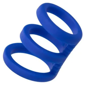Admiral Triple Premium Silicone Penis Ring Cage Blue