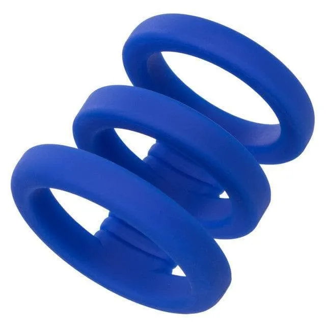 Admiral Triple Premium Silicone Penis Ring Cage Blue