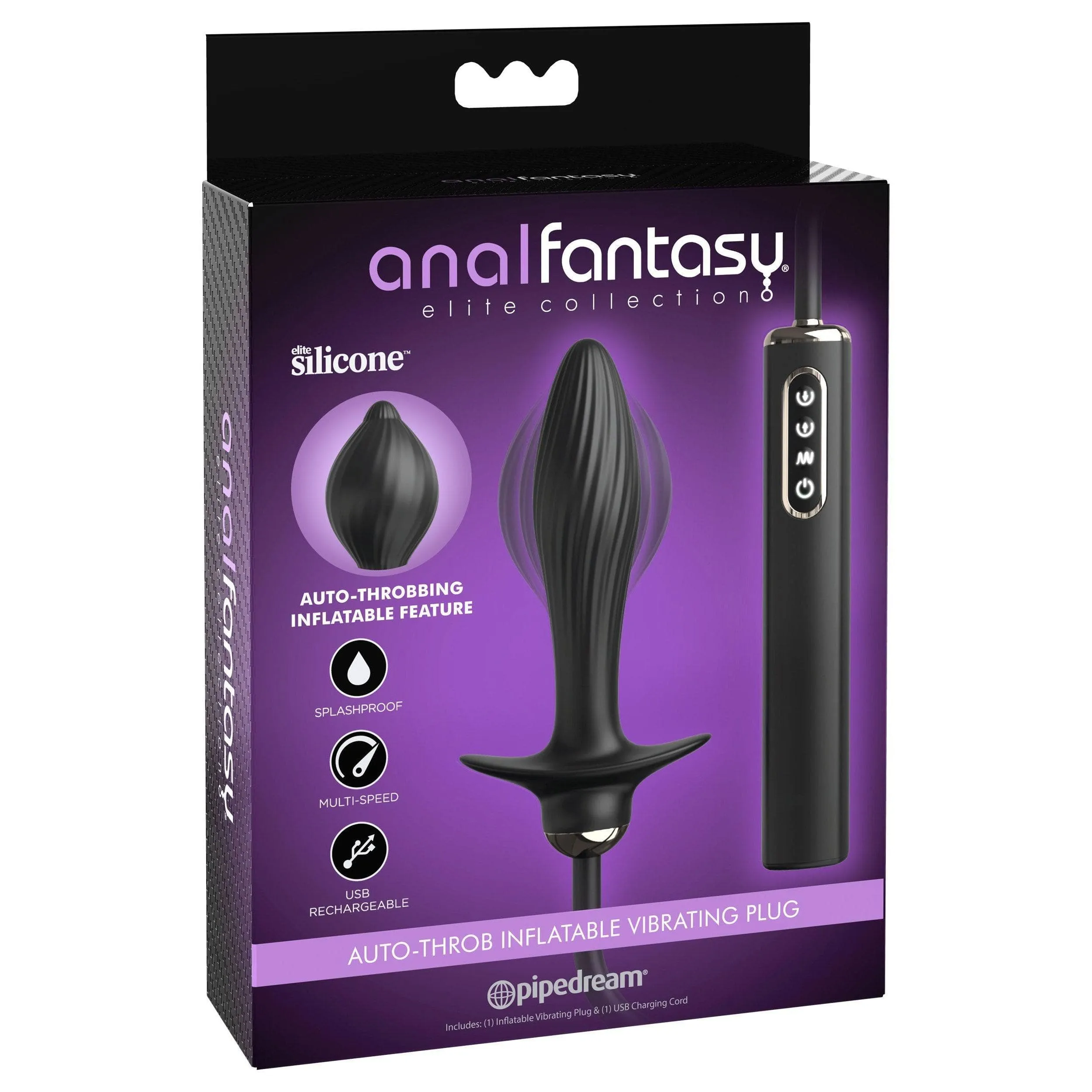 Anal Fantasy Elite Auto-Throb Rechargeable Silicone Inflatable Vibrating Butt Plug