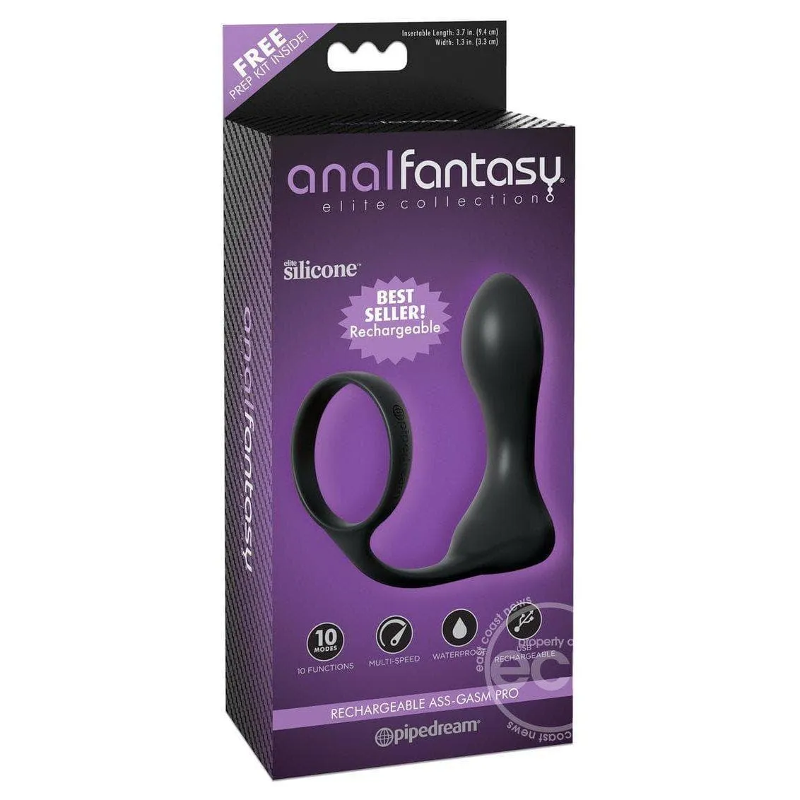 Anal Fantasy Elite Silicone Vibrating Prostate Stimulator with Penis Ring