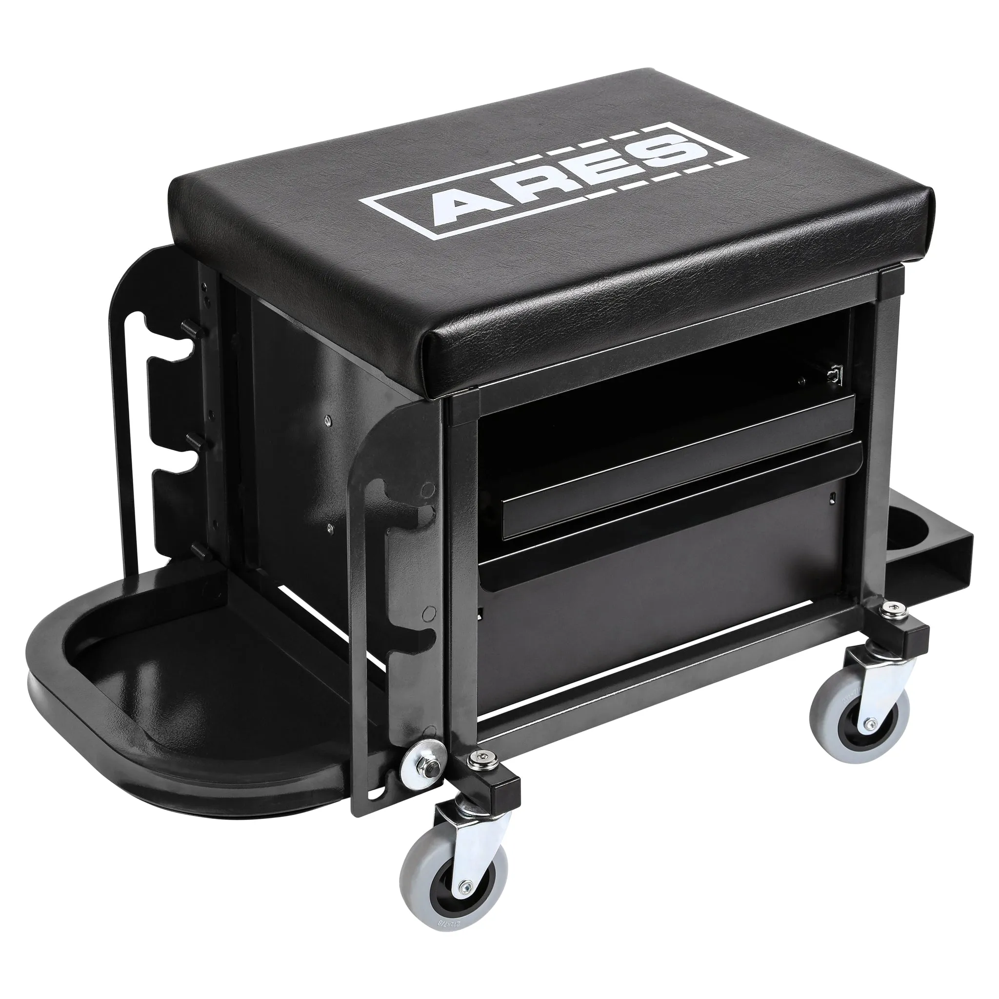ARES 62029 - Black Heavy Duty Rolling Shop Stool