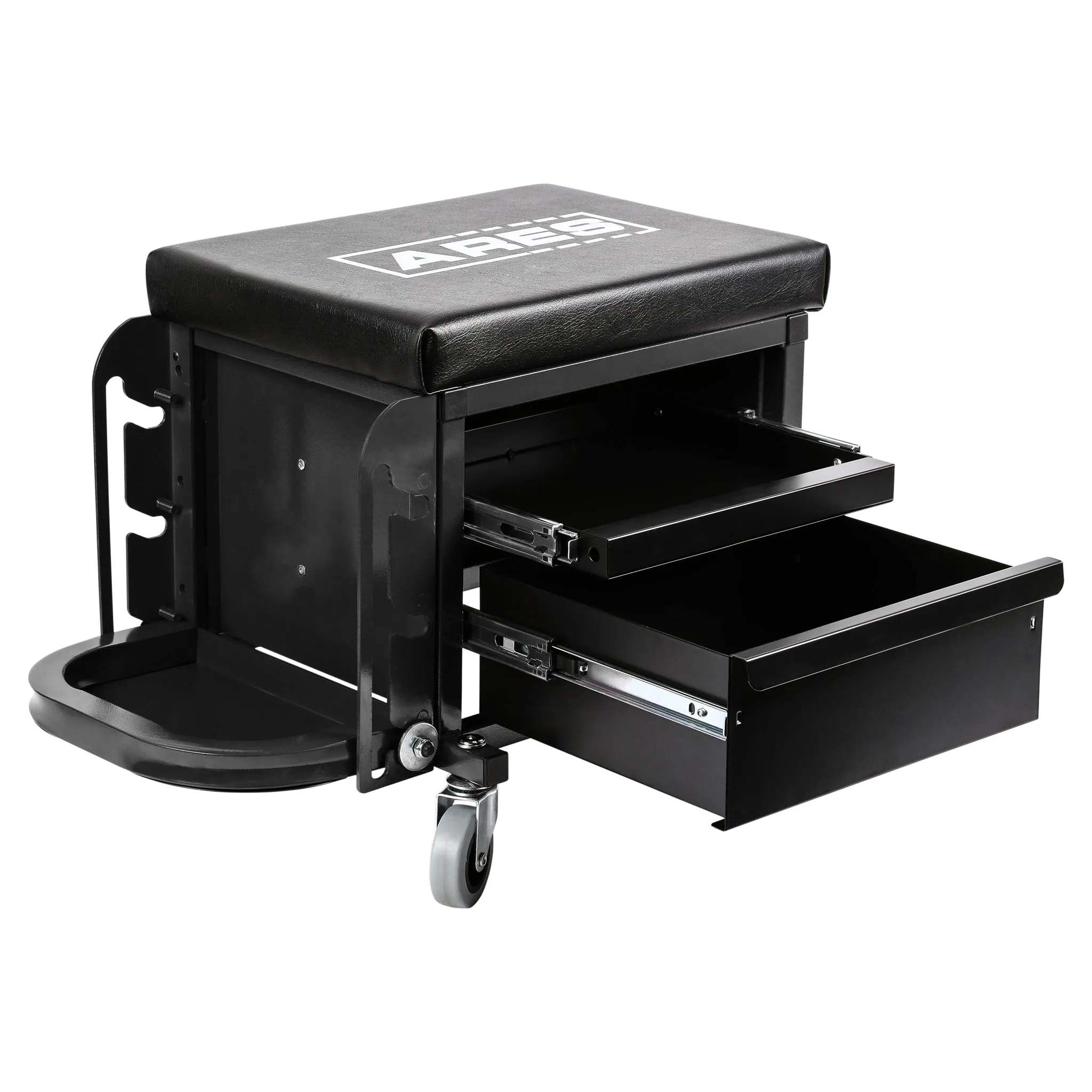 ARES 62029 - Black Heavy Duty Rolling Shop Stool
