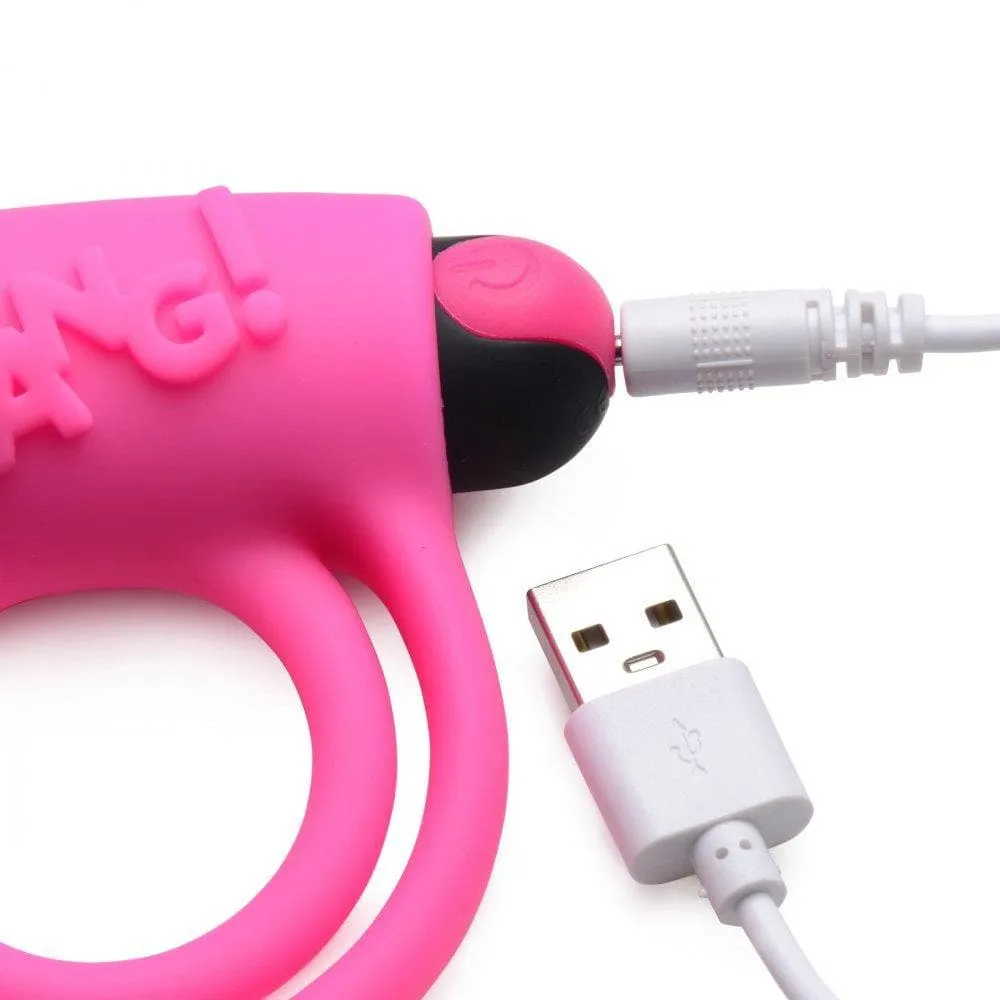 Bang! Silicone Rechargeable Penis Ring And Bullet With Remote Control