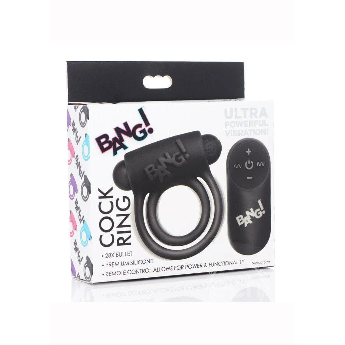 Bang! Silicone Rechargeable Penis Ring And Bullet With Remote Control