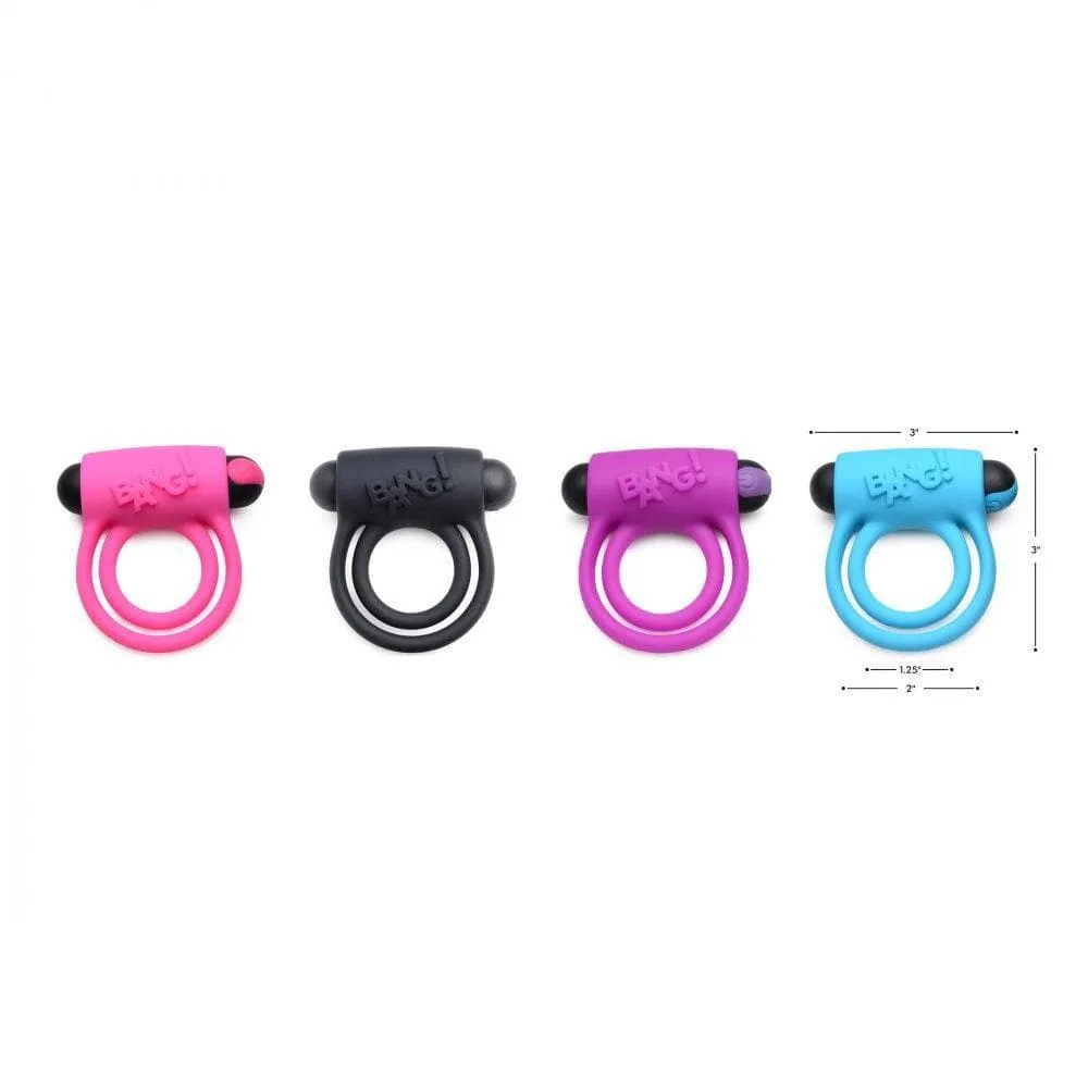 Bang! Silicone Rechargeable Penis Ring And Bullet With Remote Control