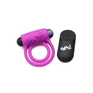 Bang! Silicone Rechargeable Penis Ring And Bullet With Remote Control