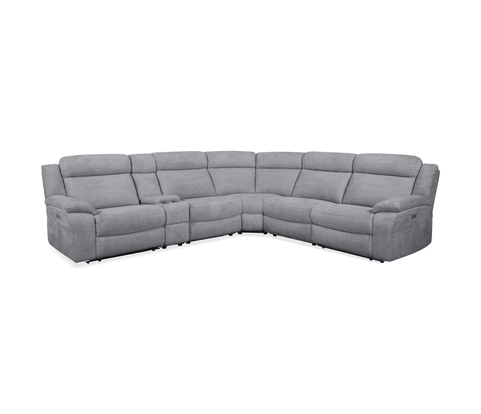 Julian 6 Piece Sectional - Power Reclining - Dove Grey Fabric