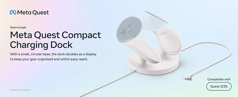 Meta Quest Compact Charging Dock - Works with Meta Quest 3/3S
