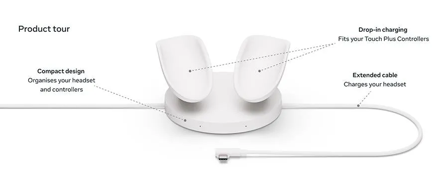 Meta Quest Compact Charging Dock - Works with Meta Quest 3/3S