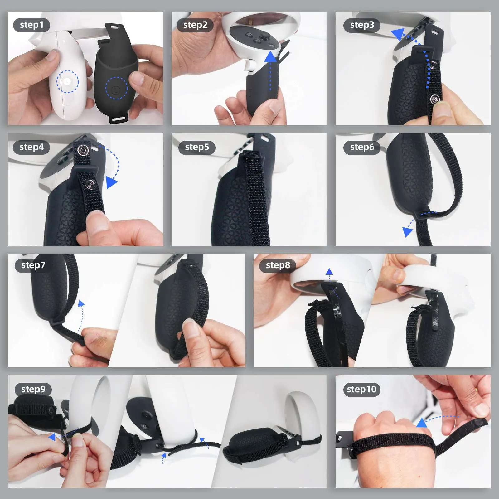 NexiGo Controller Grip Cover with Straps for Oculus Quest 2 Black