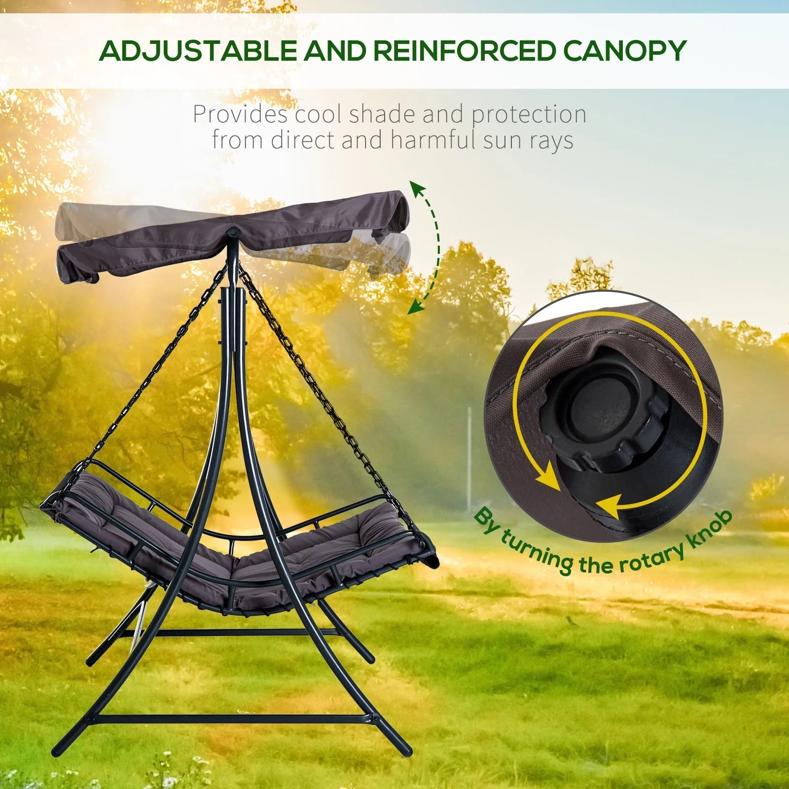 Outsunny 2 Seater Garden Swing Seat Bed
