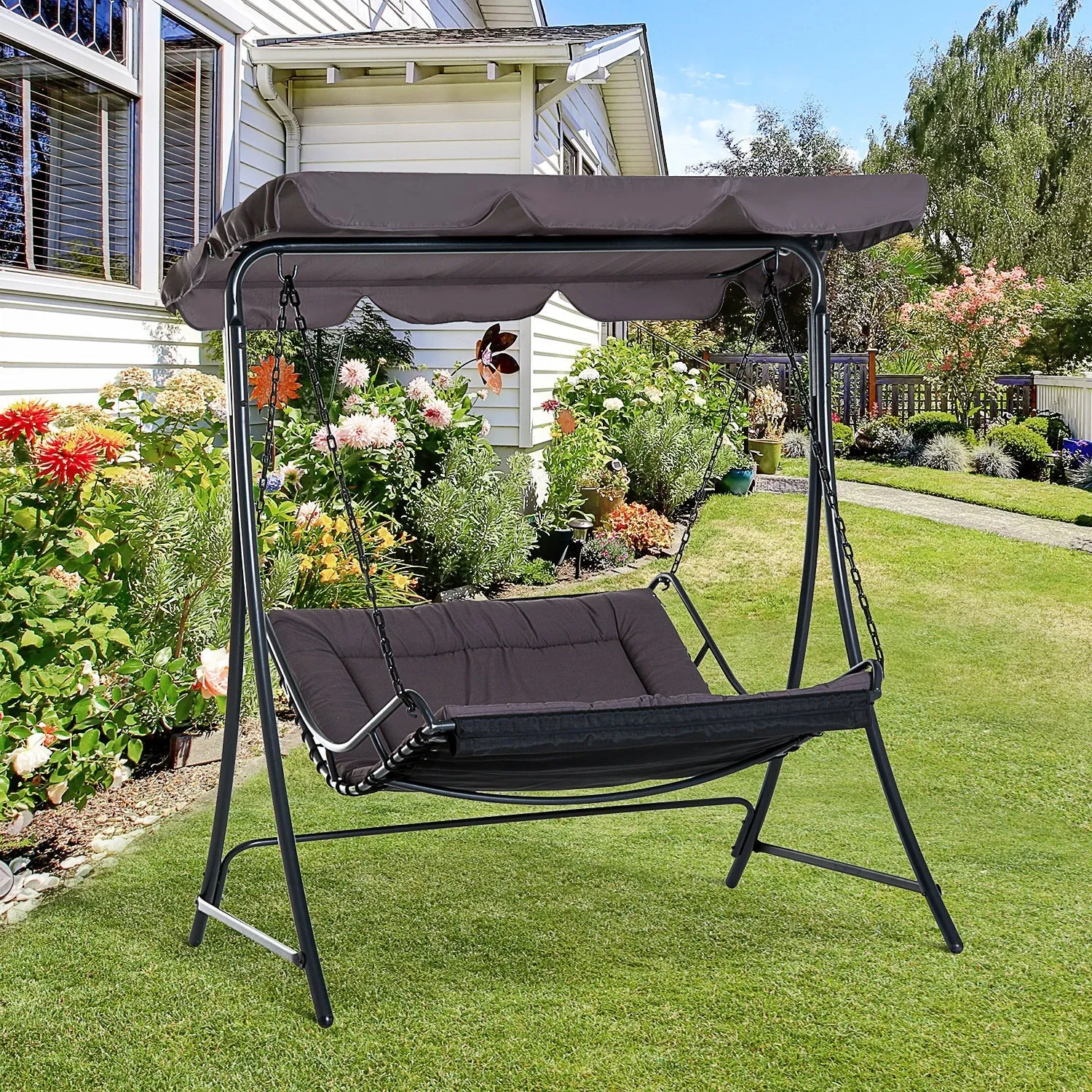 Outsunny 2 Seater Garden Swing Seat Bed