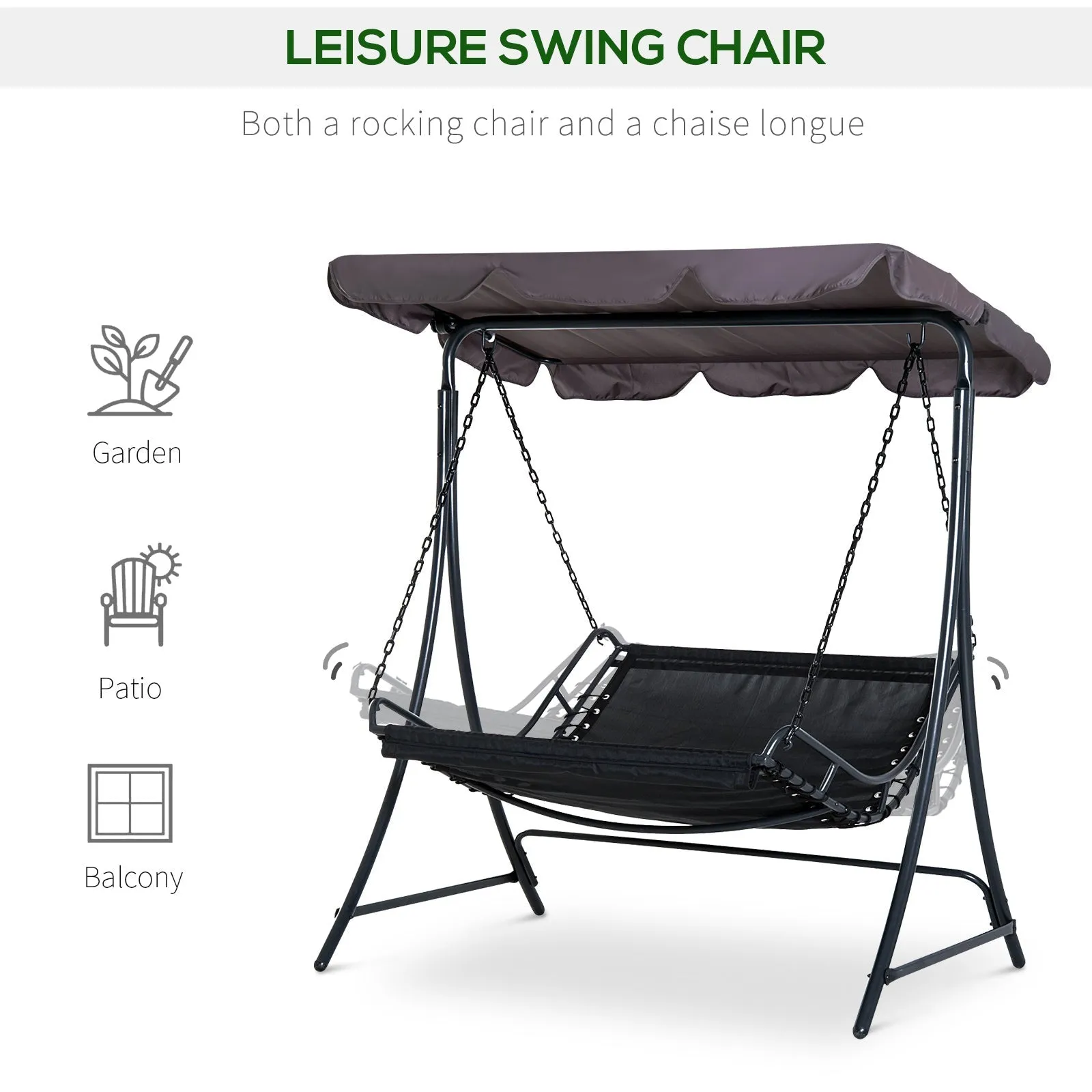 Outsunny 2 Seater Garden Swing Seat Bed