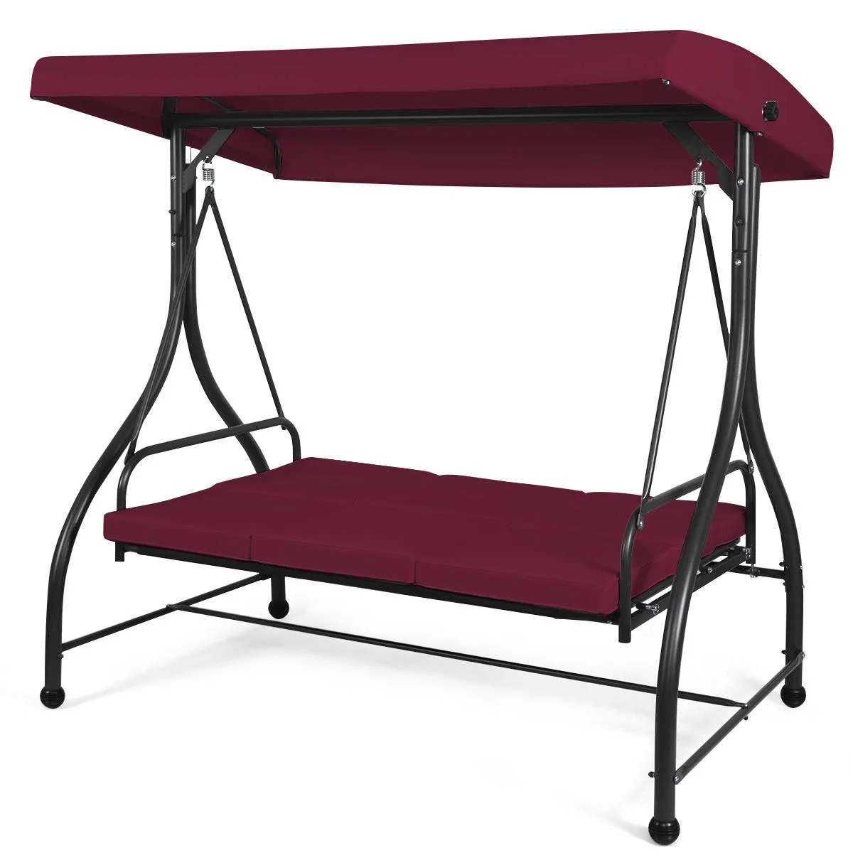 Tangkula 3 Seats Converting Patio Swing, Outdoor Porch Garden Canopy Swing with Comfortable Cushion Seats
