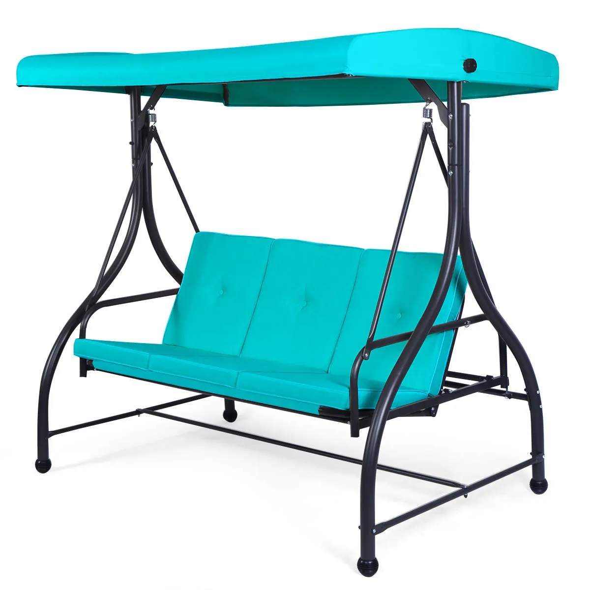 Tangkula 3 Seats Converting Patio Swing, Outdoor Porch Garden Canopy Swing with Comfortable Cushion Seats