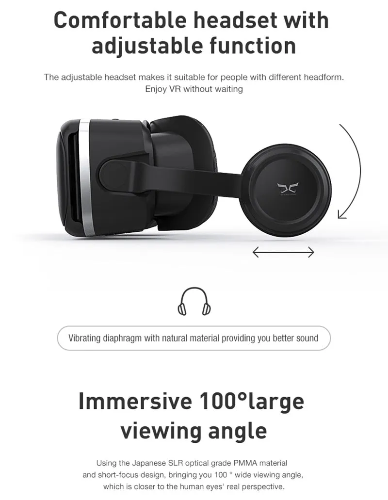 VR Virtual Reality 3D Glasses vr box 3D Goggles Headset Helmet smart glasses For iPhone Android Smart phone Stereo