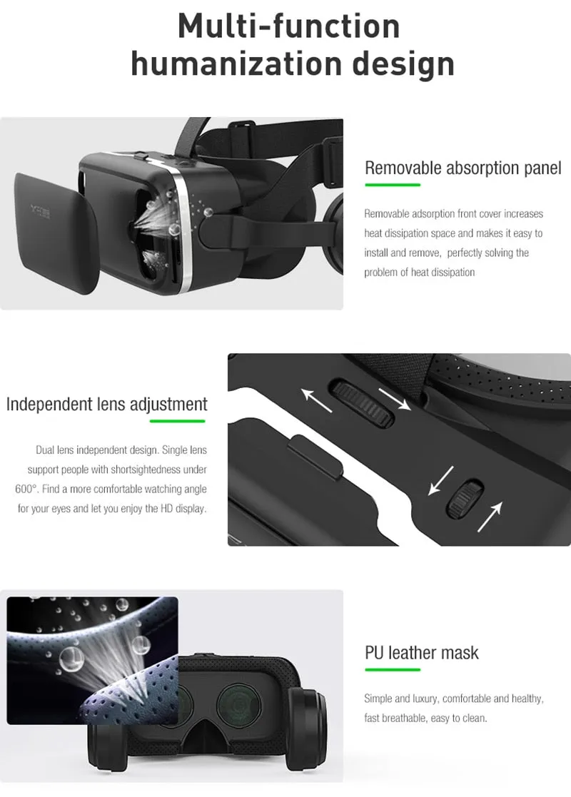 VR Virtual Reality 3D Glasses vr box 3D Goggles Headset Helmet smart glasses For iPhone Android Smart phone Stereo